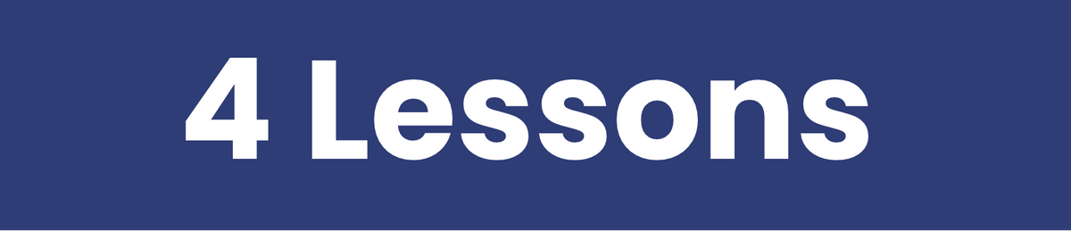 A solid dark blue square background with the text '4 Lessons' centered in white sans-serif font.